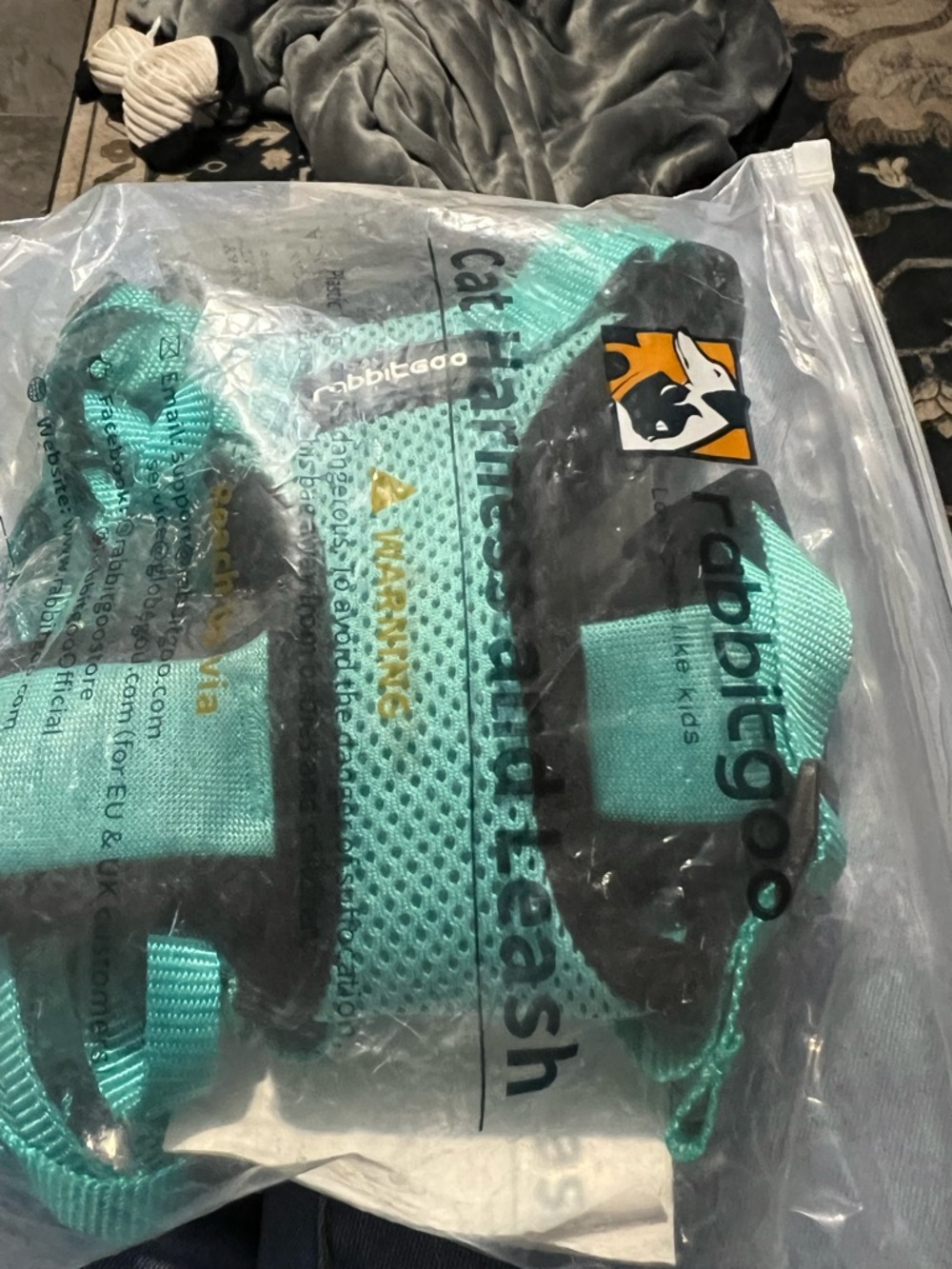 NEW Rabbitgoo teal  Cat Harness and Leash 4 Point Free Adjustment XS
